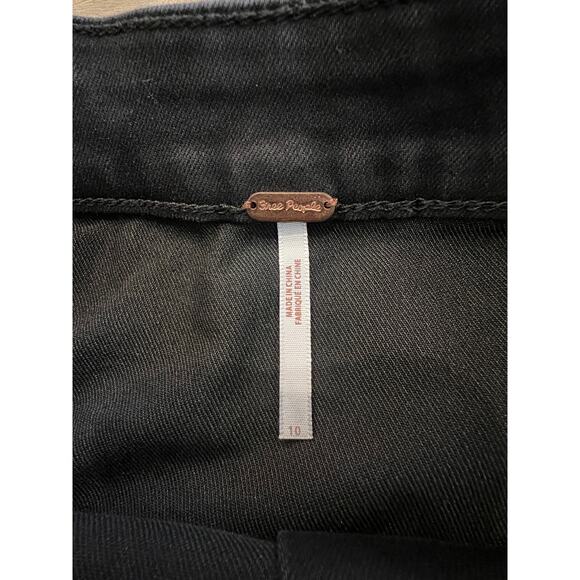 Free People Women’s Black Denim Button-Front Mini Skirt‎ — Size 10 - Picture 3 of 6